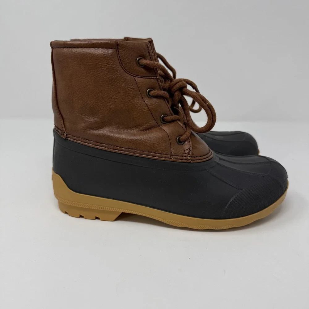 Sperry Port Boot Size‎ 4M Brown Black Duck Boots Lace Up All Weather Boys Youth
